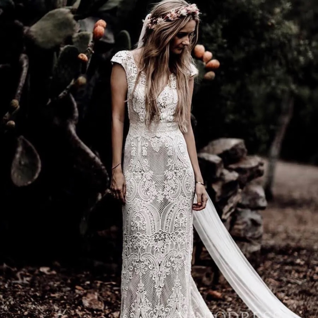 Boho Lace Wedding Dresses Lace Mermaid Wedding Dress